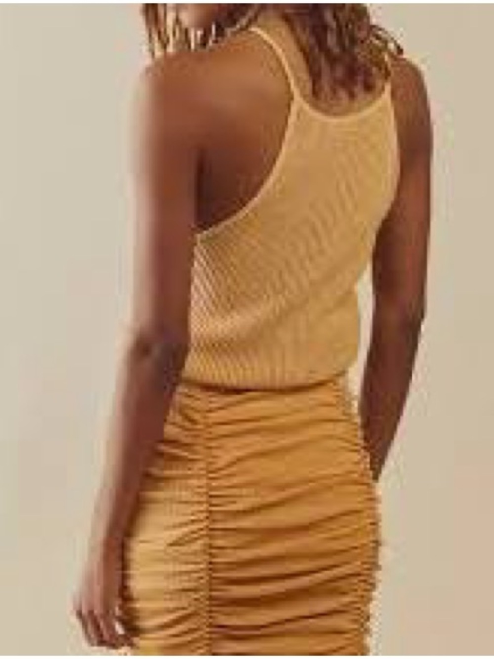 Free People FP One Ribbed Katya Mini Dress Thermal Gold XS NWT - Picture 11 of 11